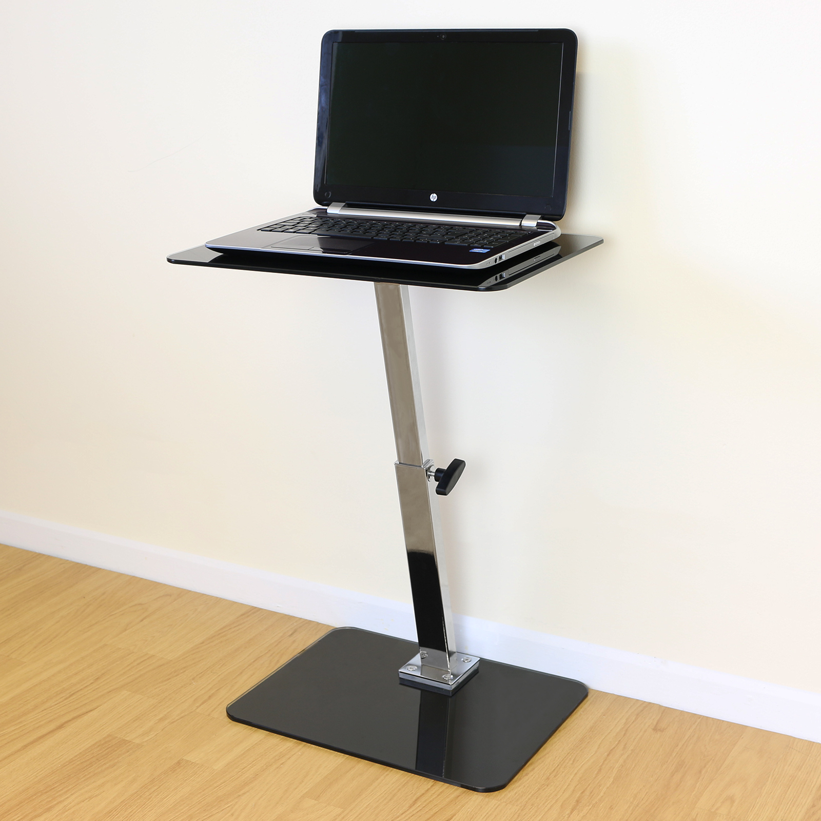 Black Glass Adjustable Laptop/Notebook Table Stand Bed/Sofa Office